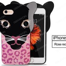 iphone7 three-dimensional leopard print, ear silicone, protective sleeve, mobile phone shell, rose Case iPhone7