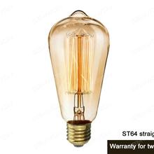 Edison tungsten bulb（ST64）Input voltage 220V power is 40W，Material for the thickened glass, copper E27 lamp，bring a mild light atmosphere LED Bulb ST64
