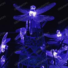 LED solar 30PCS dragonfly lamp string（DY-30LED） apply to Halloween, Christmas festivals，6 meters long, adjustable light, 1.2V, color temperature 6000K  Blue Light LED String Light DY-30LED