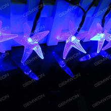 LED solar energy 30PCS starfish string lights（WTL-HX）apply to Halloween, Christmas festivals，6meters long，2V color temperature 6000K,With two flash modes, can not be dimmed.  Blue Light LED String Light WTL-HX