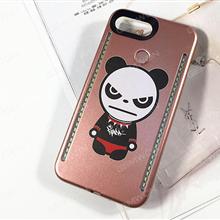cartoon panda Mobile phone shell Selfie LED Light, IPhone 6/6S/7/8 LED Light Up Selfie Luminous Phone Cover Case，Rose gold Selfie LED Light IPHONE 6/6S/7/8