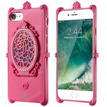 iphone 7 Mirror mobile phone shell, Anti dropping mobile phone cover with flip mirror support, Rose Red Case iphone 7 Mirror mobile phone shell