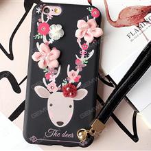 iPhone 7 plus Sika Deer cell phone shell, The flowers of Sika Deer Lanyard Mobile phone shell, Black Case IPHONE 7 PLUS SIKA DEER CELL PHONE SHELL