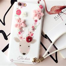 iPhone 7 Sika Deer cell phone shell, The flowers of Sika Deer Lanyard Mobile phone shell, White Case iPhone 7 Sika Deer cell phone shell