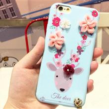 iPhone 7 Sika Deer cell phone shell, The flowers of Sika Deer Lanyard Mobile phone shell, Blue Case iPhone 7 Sika Deer cell phone shell