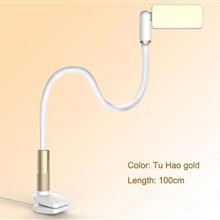 Cell phone holder clip on lamp for bed（YZ-001） length of 100 cm  gooseneck desk lamp LED light, universal lazy bracket, flexible Earthly gold Night Lights YZ-001