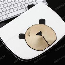 ipad mini4 cartoon stereo bear earphone bag protection leather case (white) Case mini4