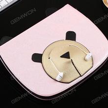ipad mini4 cartoon stereo bear earphone bag protection leather case (pink) Case MINI4