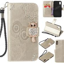 iphone x Embossed mobile phone holster, Owl embossed leather case, Gold Case iphone x Embossed mobile phone holster