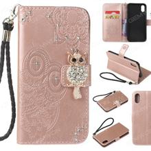 iphone x Embossed mobile phone holster, Owl embossed leather case, Rose Gold Case iphone x Embossed mobile phone holster