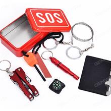 Camping Multi-fonction Equipment，Outdoor First-aid Emergency SOS Tool，Whole Set Camping & Hiking sos tool