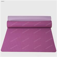 TPE Non-slip Linden Honeycomb Yoga Mat,Beginner Supported Learning,Environmental Scentless，710*1830*6mm，Light Purple Exercise & Fitness 8046YJ