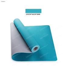 TPE Non-slip Linden Faillette Yoga Mat,Beginner Supported Learning,Environmental Scentless，660*1830*6mm，Blue-green Exercise & Fitness 8066YJ