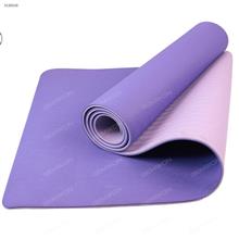 TPE Non-slip Two-tone Ruched Yoga Mat,Beginner Supported Learning,Environmental Scentless，610*1830*6mm，Light Purple and Light Pink Exercise & Fitness 8011YJ