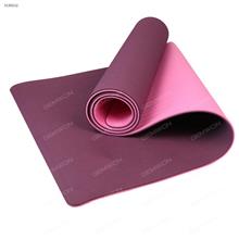 TPE Non-slip Two-tone Ruched Yoga Mat,Beginner Supported Learning,Environmental Scentless，610*1830*6mm，Dark Purple and Pink Exercise & Fitness 8011YJ