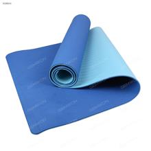 TPE Non-slip Two-tone Ruched Yoga Mat,Beginner Supported Learning,Environmental Scentless，610*1830*6mm，Dark Blue and Light Blue Exercise & Fitness 8011YJ