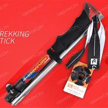 Outdoor Ultralight External Lock Aluminium Alloy Climbing Sticks，5 Knob Portable Folding Cane，Red Camping & Hiking N/A