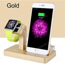 Desktop charger support,for android and iphone ,type-c Mobile phone ,with watch.5v-2A,Gold Charger & Data Cable N/A