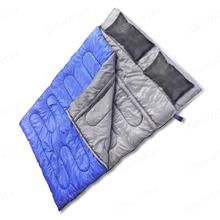 Camping Urltra-Light Warmth Double Sleeping Bag，With Pillow,220*150CM,Gray Blue Camping & Hiking TH-D004
