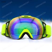 Outdoor Large Spherical Fashion Ski goggles,Camping Climbing Glasses，Double-deck Anti-fog，Fluorescent Green Glasses XS-FA006-1