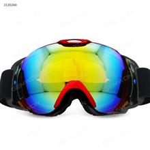 Outdoor Large Spherical Fashion Ski goggles,Camping Climbing Glasses，Double-deck Anti-fog，Red Glasses XS-FA006-1