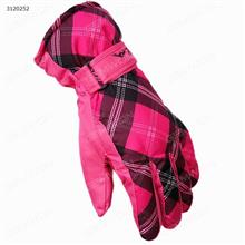Winter Skiing Windproof Warmth Glove，Outdoor Cycling Grid Assorted Colors Glove，Women，Red Grid Outdoor Clothing SL010-1
