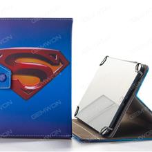 7 inches Tablet case ,Universal model, with cartoons ，Superman logo ，Blue. Case N/A