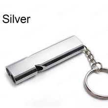 Outdoor Diplopore High Frequency ALLOY Survival Whistle，Emergency Self Rescue Whistle，Silver Camping & Hiking N/A