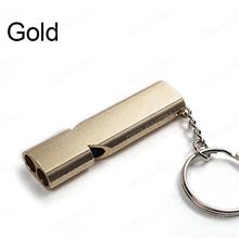 Outdoor Diplopore High Frequency ALLOY Survival Whistle，Emergency Self Rescue Whistle，Gold Camping & Hiking N/A