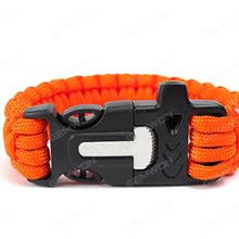 Outdoor Seven Core Line Knit Survival Whistle Flintstone，Emergency Escape Bracelet,Orange Camping & Hiking N/A