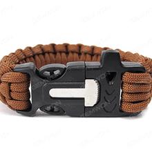 Outdoor Seven Core Line Knit Survival Whistle Flintstone，Emergency Escape Bracelet,Brown Camping & Hiking N/A