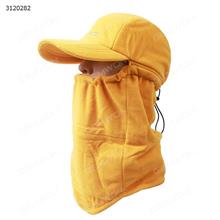 Winter Windproof Respirator Neckerchief Hat，Outdoor Cycling Cold-proof Warmth Cap，Yellow Outdoor Clothing M-69