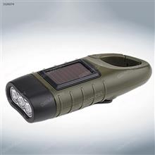 Outdoor Camping Multi-fonction Flashlight，Solar Energy and Hand Charged Lamp，LED，Green Camping & Hiking DT-309A
