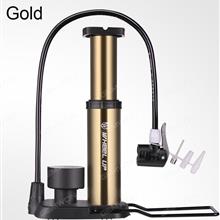 Outdoor Car and Electrombile Pedals Inflator Pump，Bike Portable Tire Pump,Gold Cycling 1845D