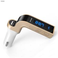 Bluetooth FM Transmitter Wireless In-Car FM Adapter Car Kit with Handsfree Call | AUX Input | HD 4-Modes Music Play | Safe USB Car Charge for iPhone, Samsung and other Smartphone,Tablet Gold Car Appliances G7