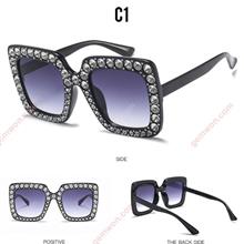 Outdoor Four Square Large Diamond Colorful Stylish Sunglasses,Women,Gray Glasses C1 Glasses 5702