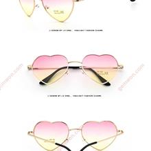 Outdoor Vintage Metal Love Sunglasses，Peach Heart-shaped Sea Glasses,Women,Up Pink Down Yellow Glasses 014