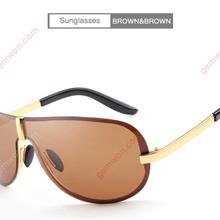 Outdoor Classic Unframed Fashion Sunglasses，Polarizing,Men,Brown Frame Brown Glasses Glasses N/A