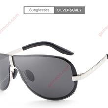 Outdoor Classic Unframed Fashion Sunglasses，Polarizing,Men,Silver Frame Black Glasses Glasses N/A