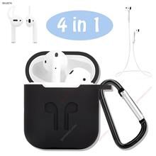 The iPhone wireless bluetooth headset protects the suit, 3 IN 1 headphone cord is covered with dust jacket,Black Case AIRPODS