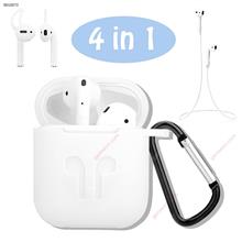 The iPhone wireless bluetooth headset protects the suit, 3 IN 1  headphone cord is covered with dust jacket,White Case AIRPODS