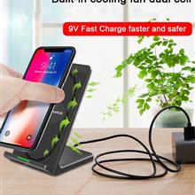 Fast Wireless Charger  2 Coil 10W Qi Wireless Charging pad stand Built-in Cooling Fan for Samsung Galaxy Note 8, S8, S8 Plus, S7, S7 Edge, Note 5, S6 Edge Plus and Apple iPhone X/ 8/ 8 Plus Charger & Data Cable N800