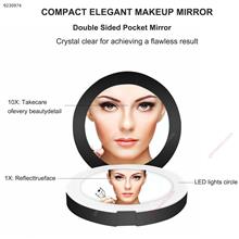 LED Travel Lighted Makeup Light with Mirror, Aixiangpai 1X/5X Double Sided Magnifying Mirror,Black Smart Gift Ø9.1*1.7CM