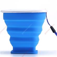 Outdoor Multi-fonction Folding Silicone Cup,Creative Portable Water Glass,200ML,Blue Camping & Hiking 115