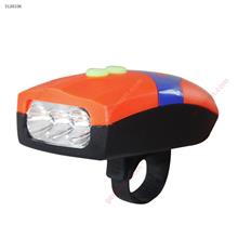 Outdoor Mountain Bike Trumpet Flashlight，Cycling Bell Alarm Lamp，LED，Orange Cycling f037