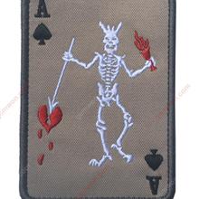 Outdoor Camping Recreation Playing Card, Death Card Rectangular Patch,Soil color Camping & Hiking V00042