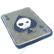 Outdoor Camping Recreation Playing Card, Death Card Rectangular Patch,Army Green Camping & Hiking V00042