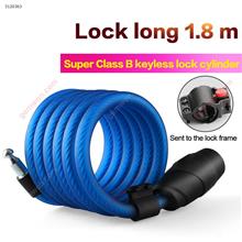 Outdoor Cycling Bike Portable Folding Coded Lock,Bicycle Prevention of Burglary Wire Lock,1.8M,Blue Cycling D16719