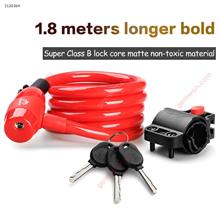 Outdoor Cycling Bike Portable Folding Coded Lock,Bicycle Prevention of Burglary Wire Lock,1.8M,Red Cycling D16719