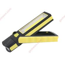 COB LED Magnetic Work Stand Hanging Hook Light Flashlight Outdoors Bright Hand Torch Recharge AAA Battery （yellow） Camping & Hiking COB